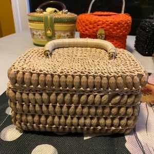 Vintage tan straw bag